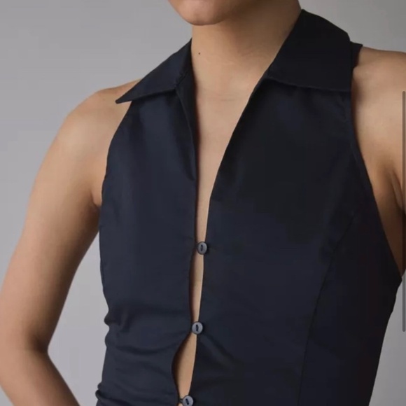 Urban Outfitters UO Party Girl Black Button Down Sleeveless Y2K Top Womens Small - Picture 2 of 5